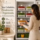 Organizador de Geladeira com Cesto Removível e Tampa com Ventilação Controlada - FreshBox®