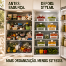 Organizador de Geladeira com Cesto Removível e Tampa com Ventilação Controlada - FreshBox®