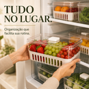 Organizador de Geladeira com Cesto Removível e Tampa com Ventilação Controlada - FreshBox®