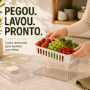 Organizador de Geladeira com Cesto Removível e Tampa com Ventilação Controlada - FreshBox®