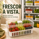 Organizador de Geladeira com Cesto Removível e Tampa com Ventilação Controlada - FreshBox®